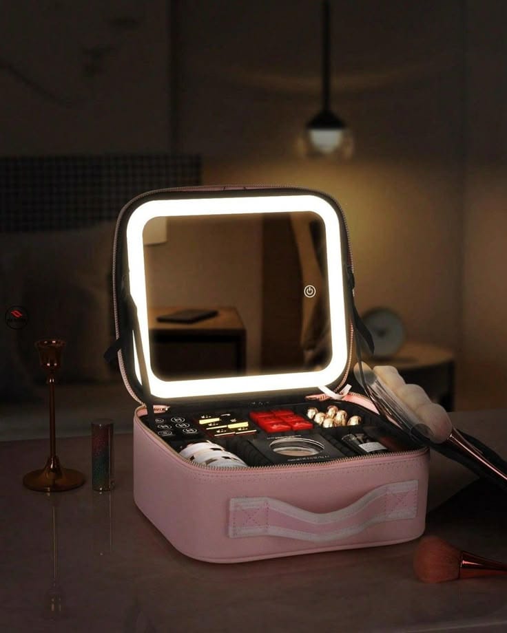 Cosmetiquera De Maquillaje Con Espejo Led